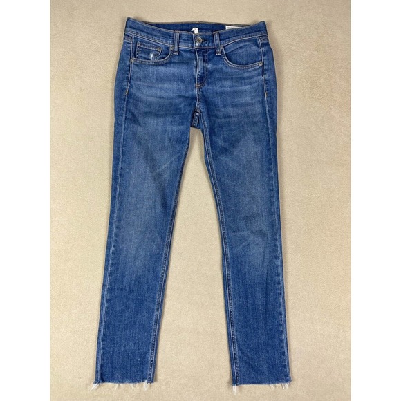 Rag & Bone DRE Capri Womens 24 Jeans Raw Hem Stretch‎ Distressed Low Rise - Picture 1 of 13